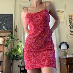 Pink and Orange Y2K Floral Sundress